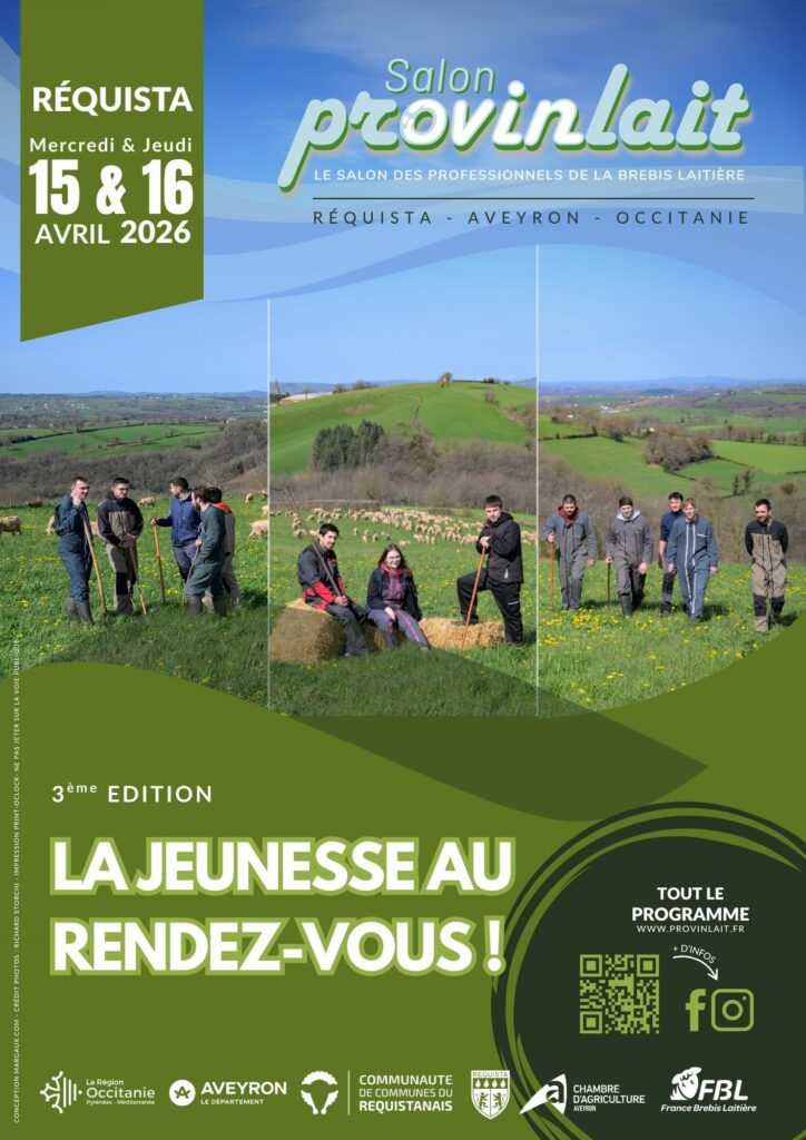 Affiche de la 3ème éditio du salon provinlait qui aura lieu les 15 et 16 avril 2026 à Réquista